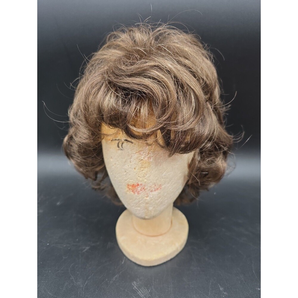 Vintage Nature Blend Stretch Wig Brown Hair Japan W/ Styrofoam Head